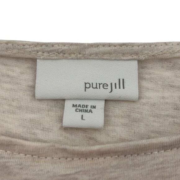 J. Jill pure Jill oatmeal blue floral print top size large - Picture 5 of 6